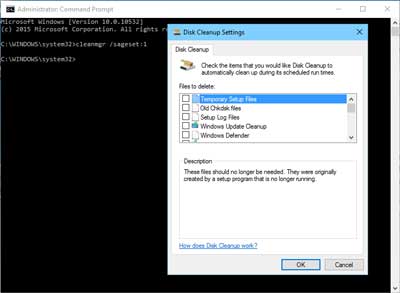 Disk Cleanup command line options in Windows 10