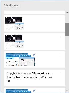 Pasting an item from the Clipboard using Clipboard history in Windows 10