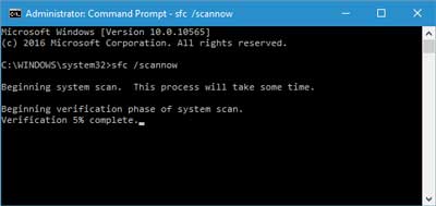 SFC running inside of Windows 10 Administrative Command Prompt