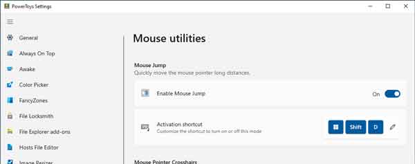 Screen capture of the Mouse jump PowerToy