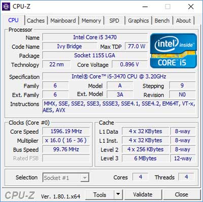Screenshot of CPU-Z