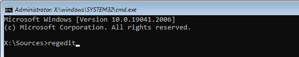Starting the registry editor from a command prompt