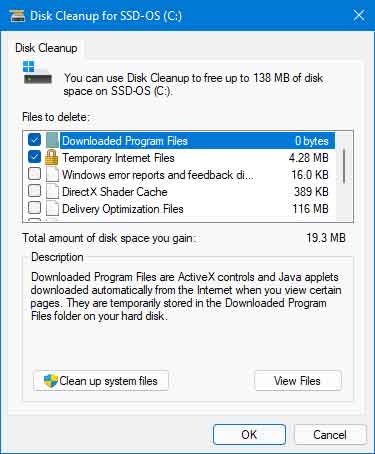 The Disk Cleanup program inside of Windows 11
