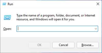 The Run dialog box in Windows 11
