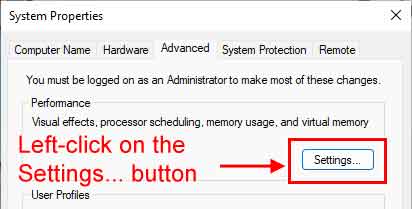 The System Properties dialog box inside of Windows 11