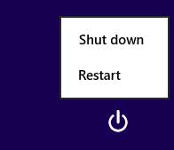 Shut down button location in Windows 8