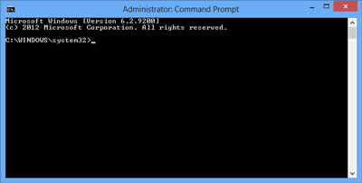 A Command Prompt in Windows 8 with Administrator privileges