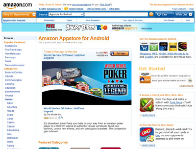 The Amazon's Appstore for Android website