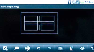 Autodesk's AutoCAD WS Android app running on a Motorola Android A855