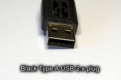 Black Type A USB 2.x plug