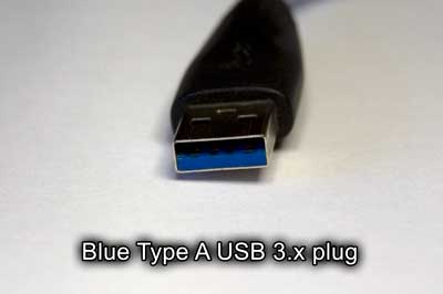 Blue Type A USB 3.x plug