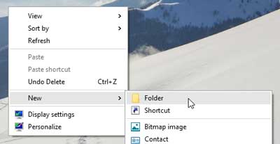 Create a new Desktop folder in Windows 10