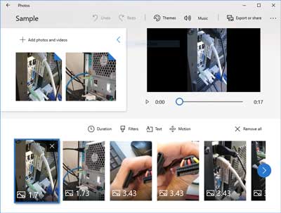 Creating a video using the Windows 10 Photo app