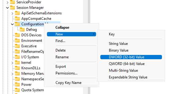 Creating the new DWORD value EnablePeriodicBackup