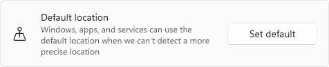 Default location option inside of Windows 11
