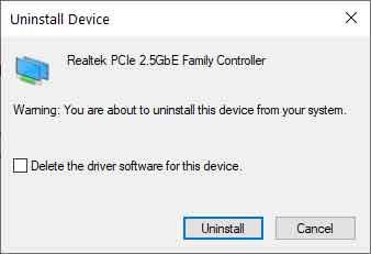 Do not delete the driver when reinstalling the network adapter