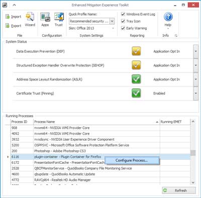 Easily configure programs to monitor in EMET 5