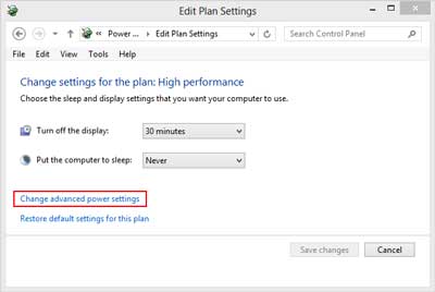 Editing advanced power settings in Windows 8