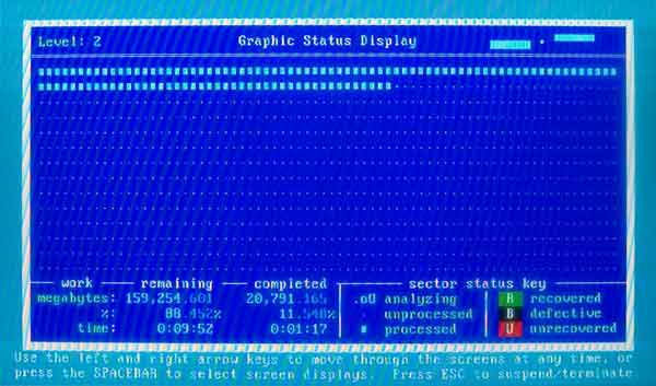 Graphic Status Display screen from GRC SpinRite