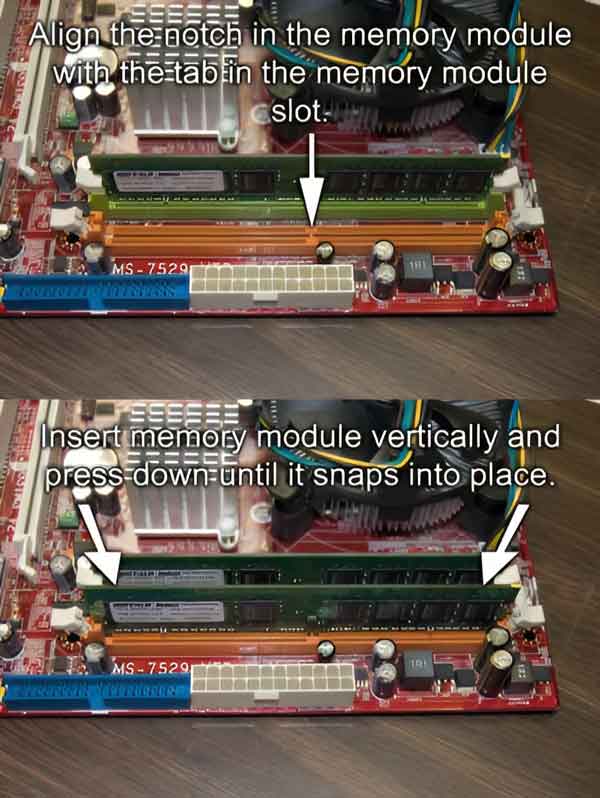 How to install a desktop memory module into memory slot