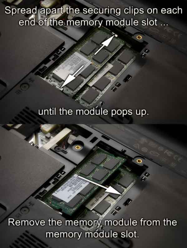 How to remove a laptop memory module from memory slot