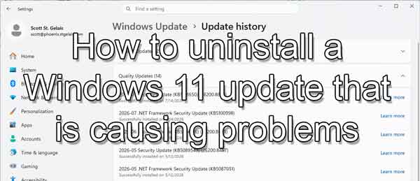 How to uninstall a Windows 11 update that is causing problems