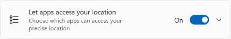 Let app access your location option inside of Windows 11