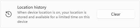 Location history option inside of Windows 11