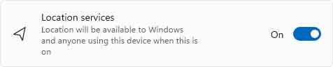 Location service option inside of Windows 11