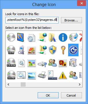 Log-off, restart and shutdown change shortcut icon properties in Windows 8