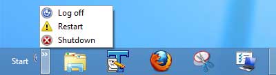 Log-off, restart and shutdown shortcut toolbar on Windows 8 Taskbar