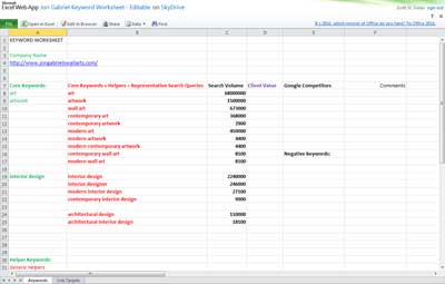 Excel Web App running in a browser window