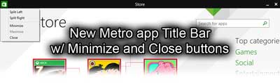 New Metro app Title Bar with Minimize and Close buttons