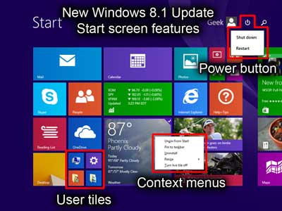 New Windows 8.1 Update Start screen features