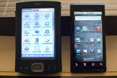 Palm TX & Google Android - Side by side (vertical view)