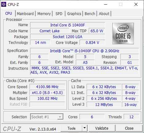 Portable program - CPU-Z