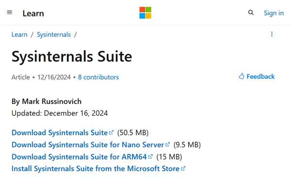 Portable program - Sysinternals Suite