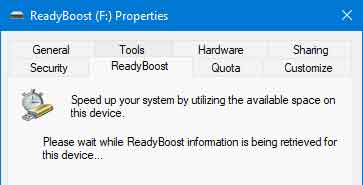 ReadyBoost device check inside of Windows 11