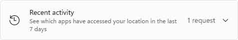 Recent activity option inside of Windows 11