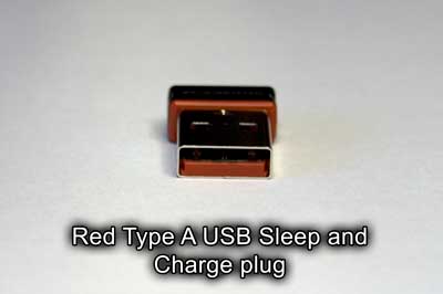 Red Type A USB Sleep and Charge plug