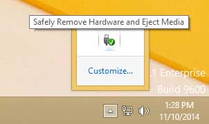 Safely Remove Hardware icon on the Windows 8 Taskbar