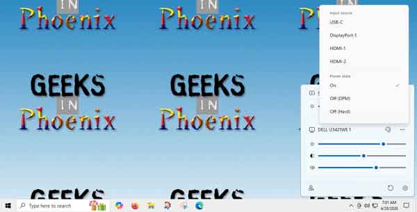 Screen capture of the Power Display PowerToy
