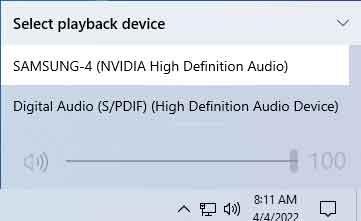 Select the default audio device in Windows