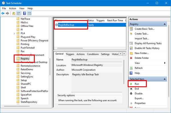 The RegIdleBackup task inside of Task Manager