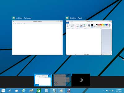 Using multiple instances of the Desktop with Task view inside the Windows 10 Technical Preview