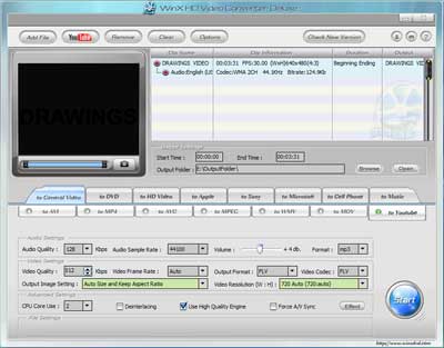 View of the WinX HD Video Converter Deluxe queue