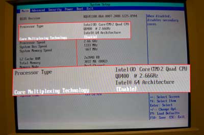 Windows 7 test system BIOS screen 1