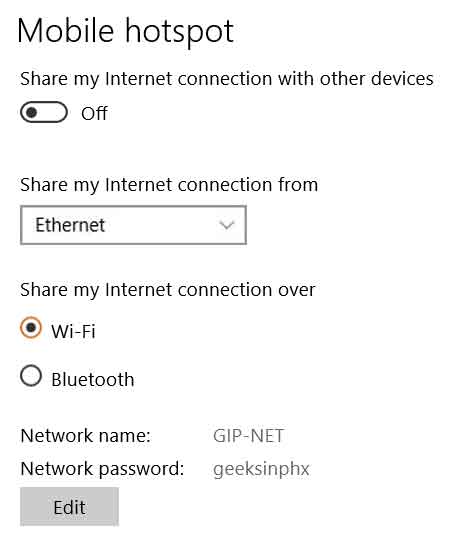 Windows 10 mobile hotspot setup 5