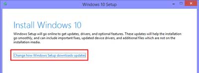 Windows 10 setup program prompting to download updates