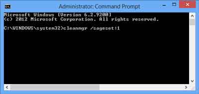 Windows 8 Disk Cleanup run at a command prompt with sageset option